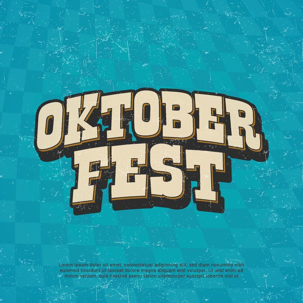 cartel de la bandera del vector del oktoberfest de willkommen zum. ilustración con tipografía de letras de pincel y fondo de patrón a cuadros blanco azul. concepto de diseño festivo para el festival de la cerveza bávara