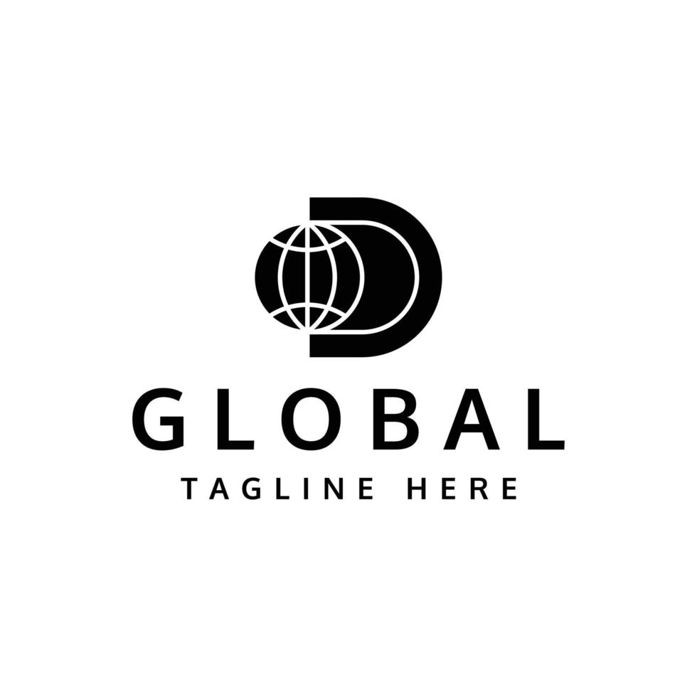 diseño de logotipo de letra d globo vector