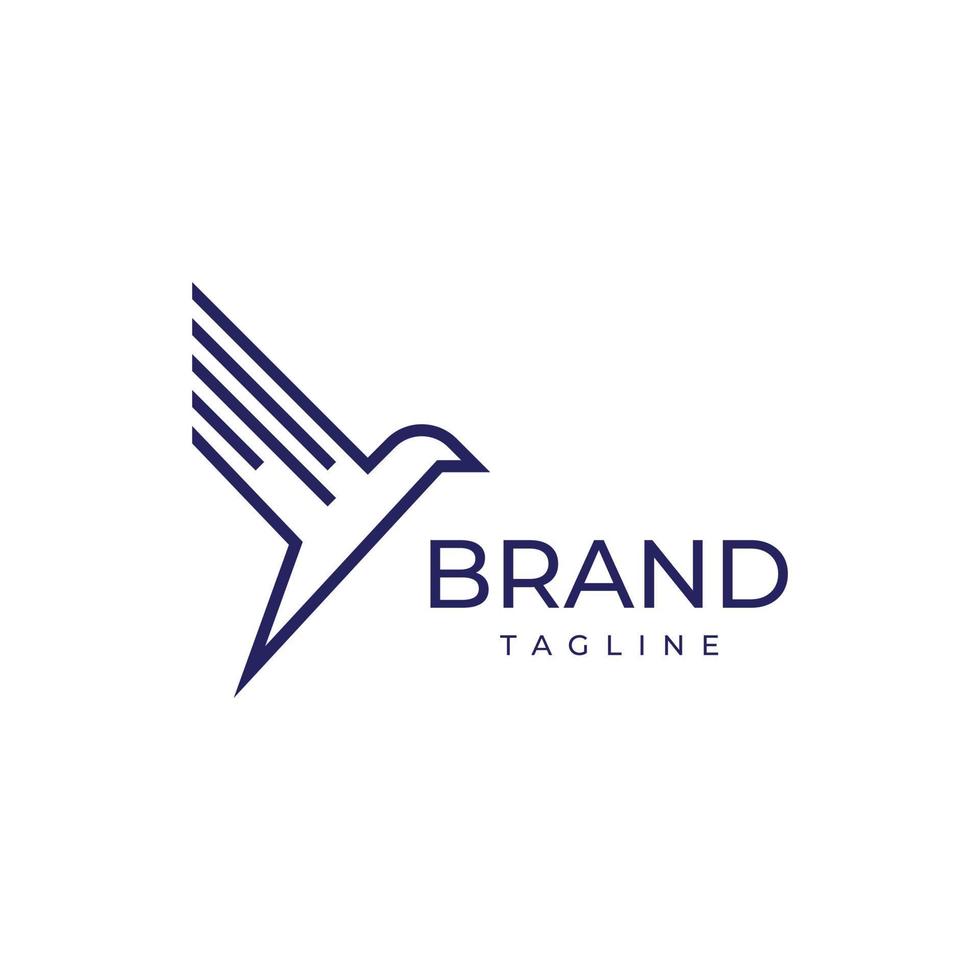 flying bird line logo design vector