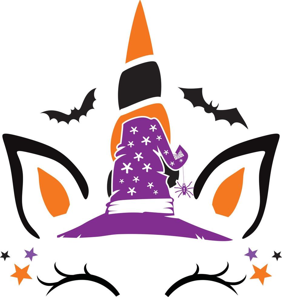 Halloween Unicorn Face, Happy Halloween, Vector Illustration File