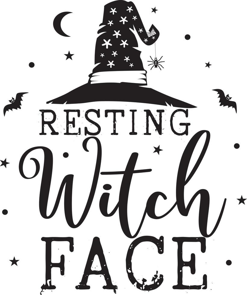Resting Witch Face, Happy Halloween, Vector Illustration File