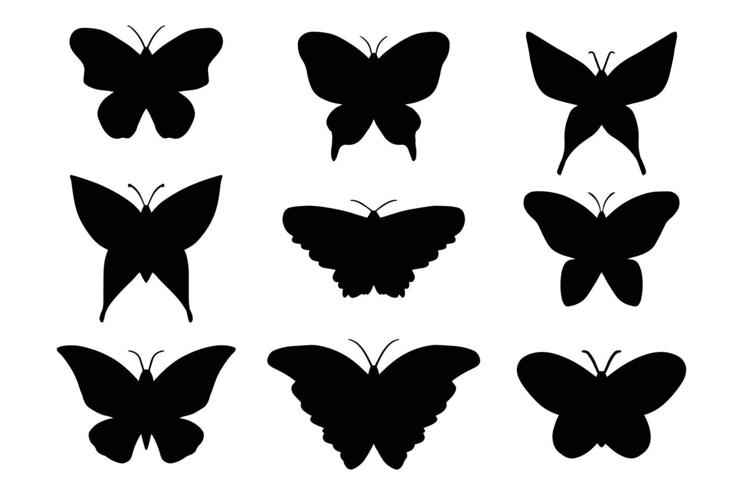 colección de silueta de mariposa aislada sobre fondo blanco vector