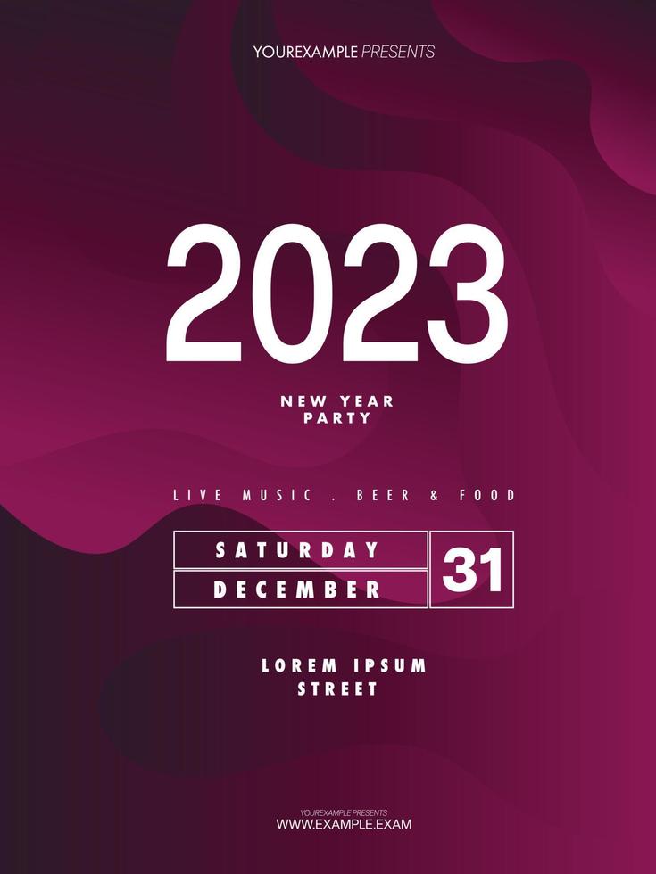 Abstract 2023 new year party poster template. liquid abstract flyer background vector