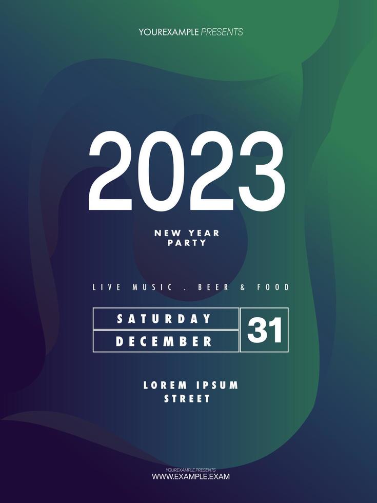 Abstract 2023 new year party poster template. liquid abstract flyer background vector