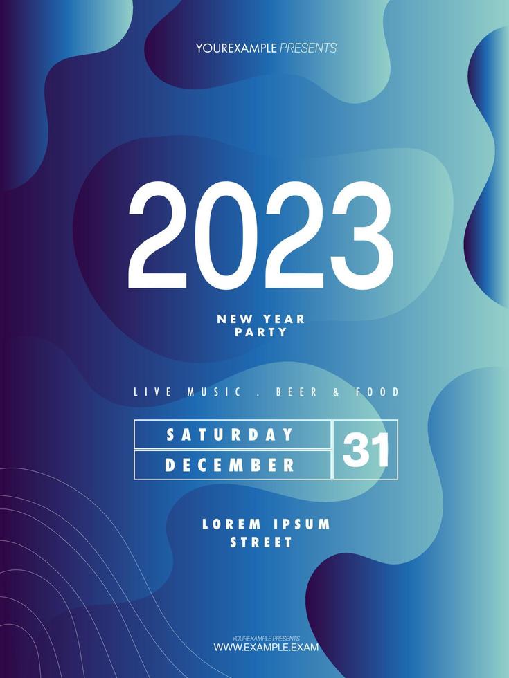 Abstract 2023 new year party poster template. liquid abstract flyer background vector