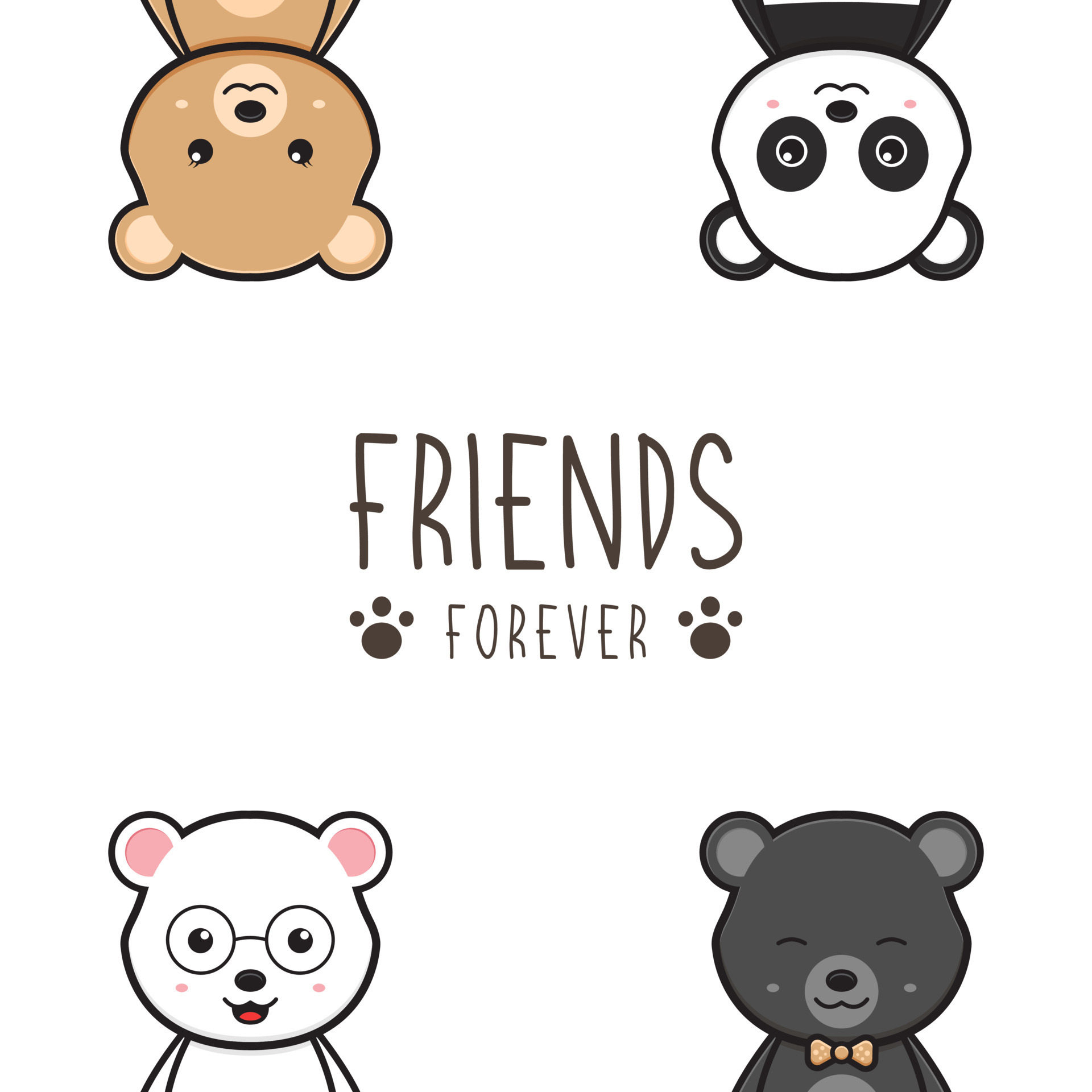 Cute bear friends forever doodle banner background wallpaper icon cartoon  illustration 11817430 Vector Art at Vecteezy
