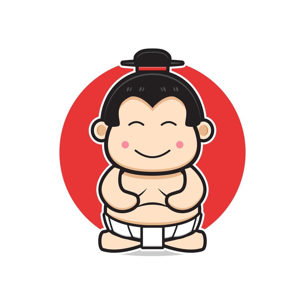 ilustración de logotipo de icono de dibujos animados de personaje de mascota de sumo lindo vector