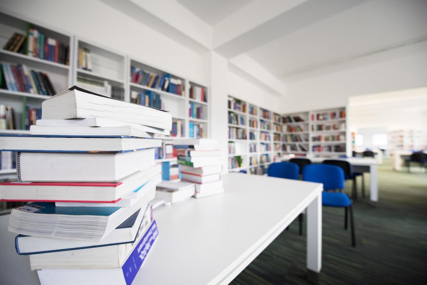 Studying in library photo