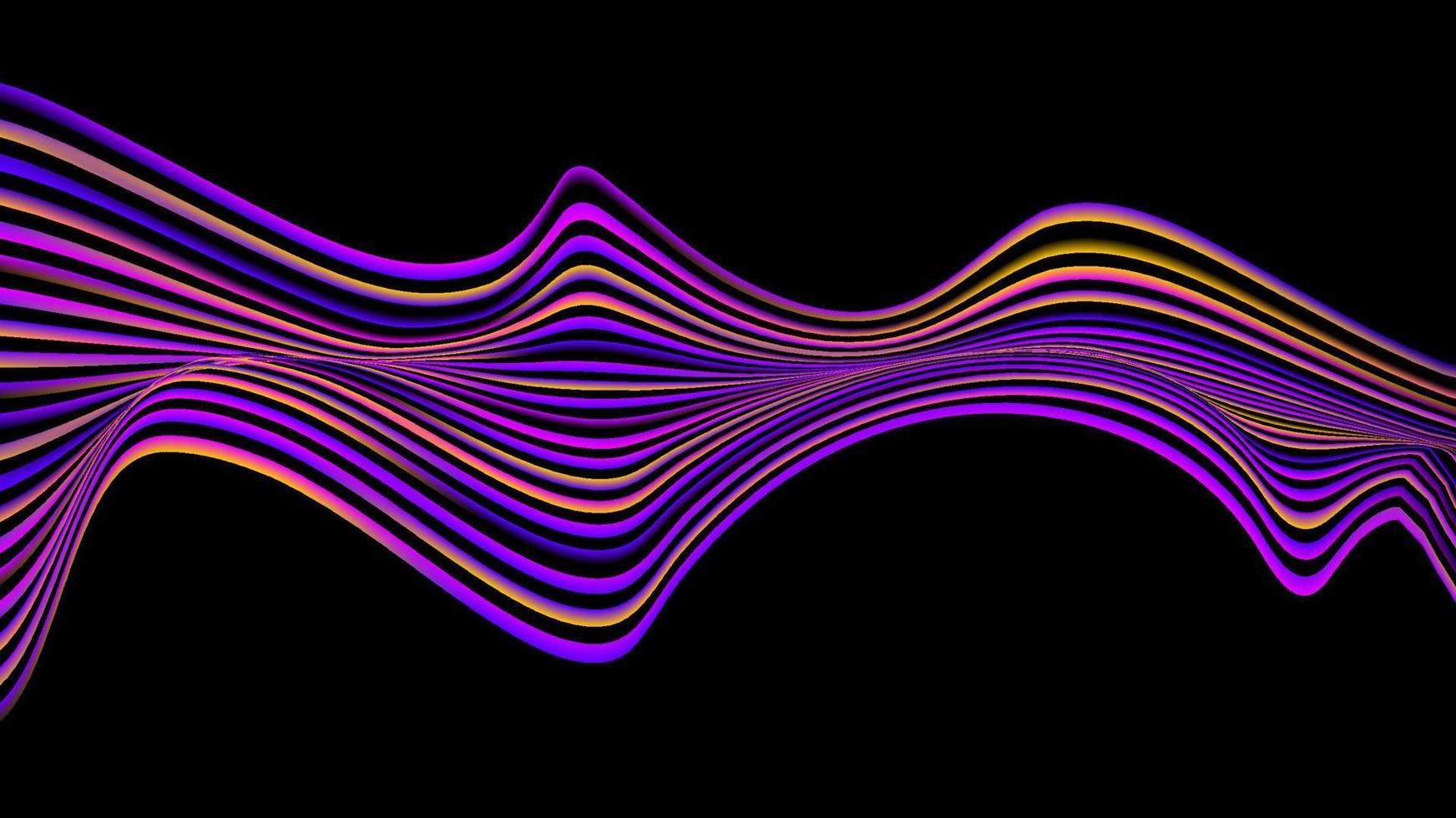 Abstract neon color optical wave lines art pattern design elements on black background vector