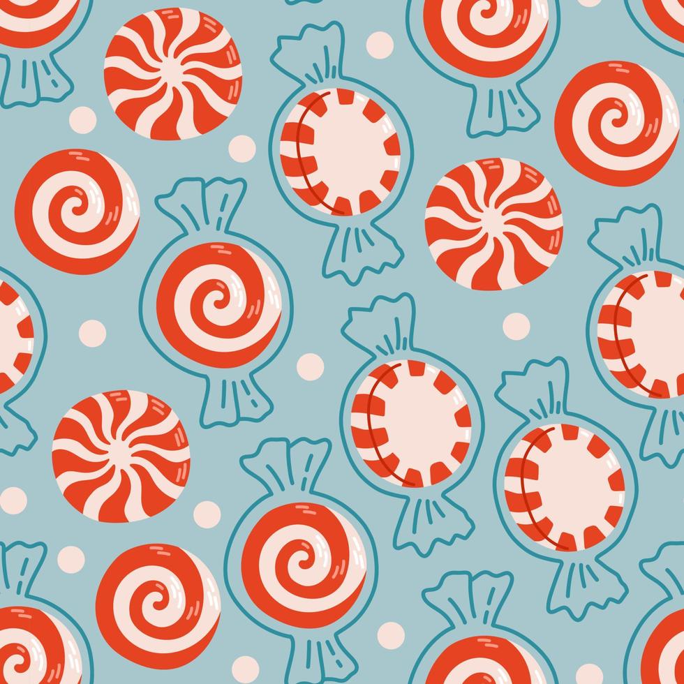 Christmas candy seamless pattern simple flat design vector illustration