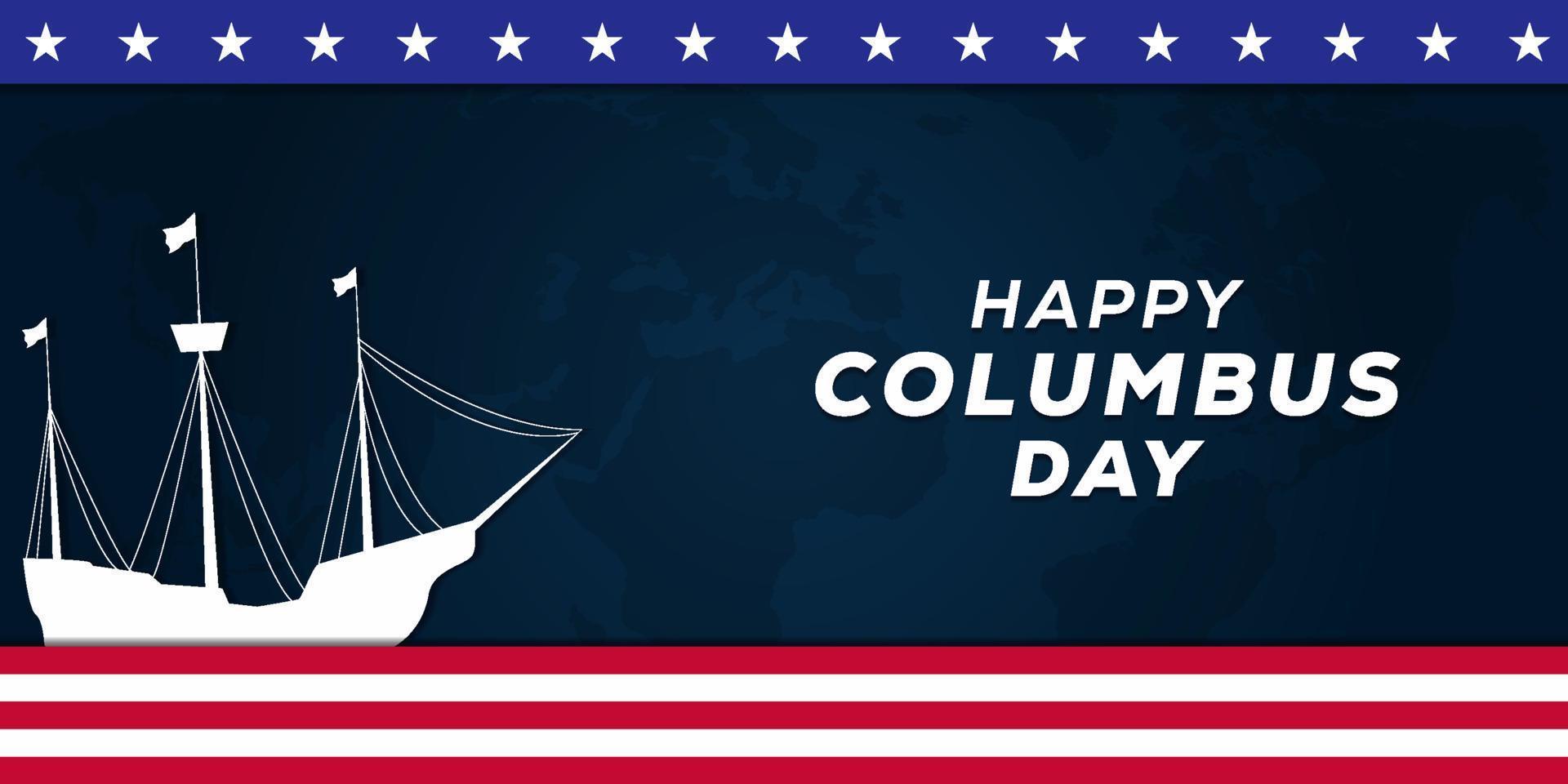 paper art happy columbus day banner illustration vector