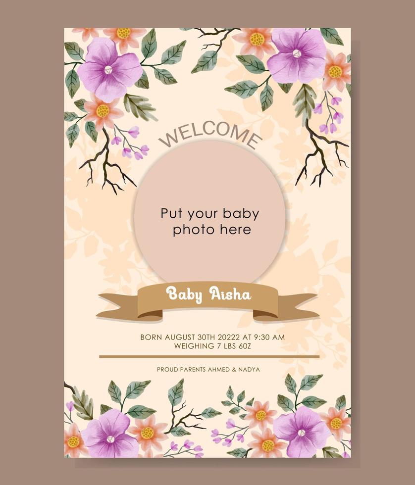 An elegant template design of birth announcement vector