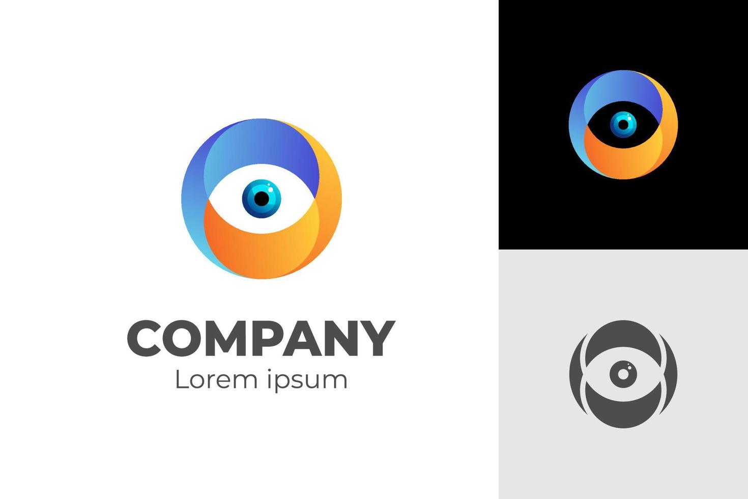 diseño de logotipo de visión ocular para icono de medios, logotipo de ojo colorido creativo visión de icono de ojo vector