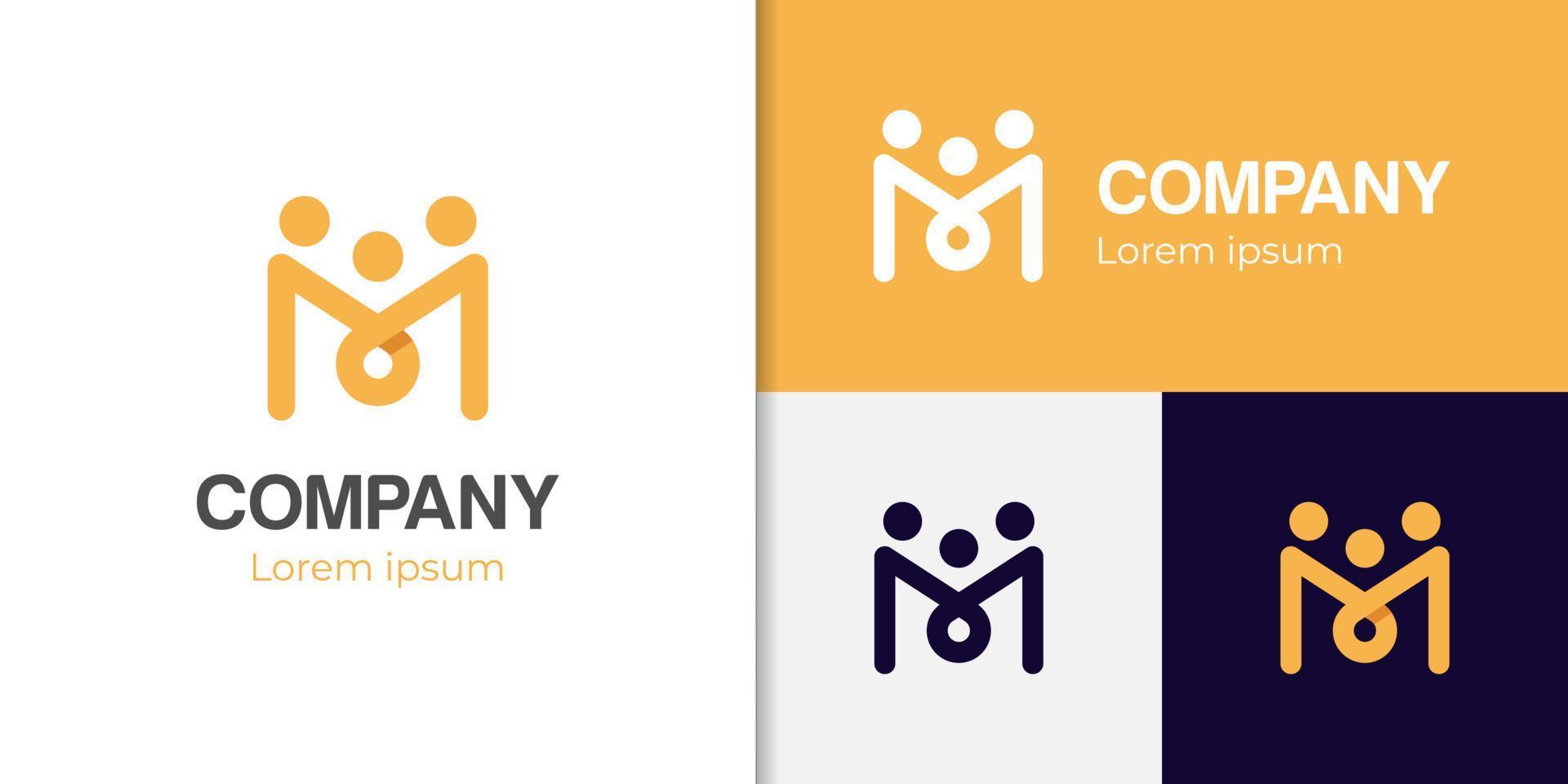people Family teamwork networking modern logo, emblem sign symbol logotype vector
