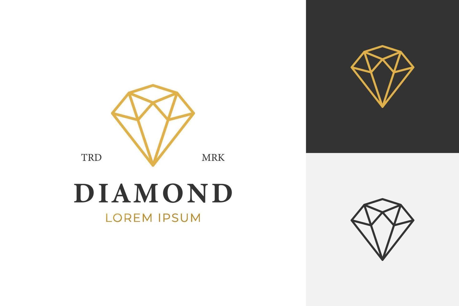 logotipo de geometría lineal del lujoso símbolo de icono de joyería de diamantes para su negocio vector