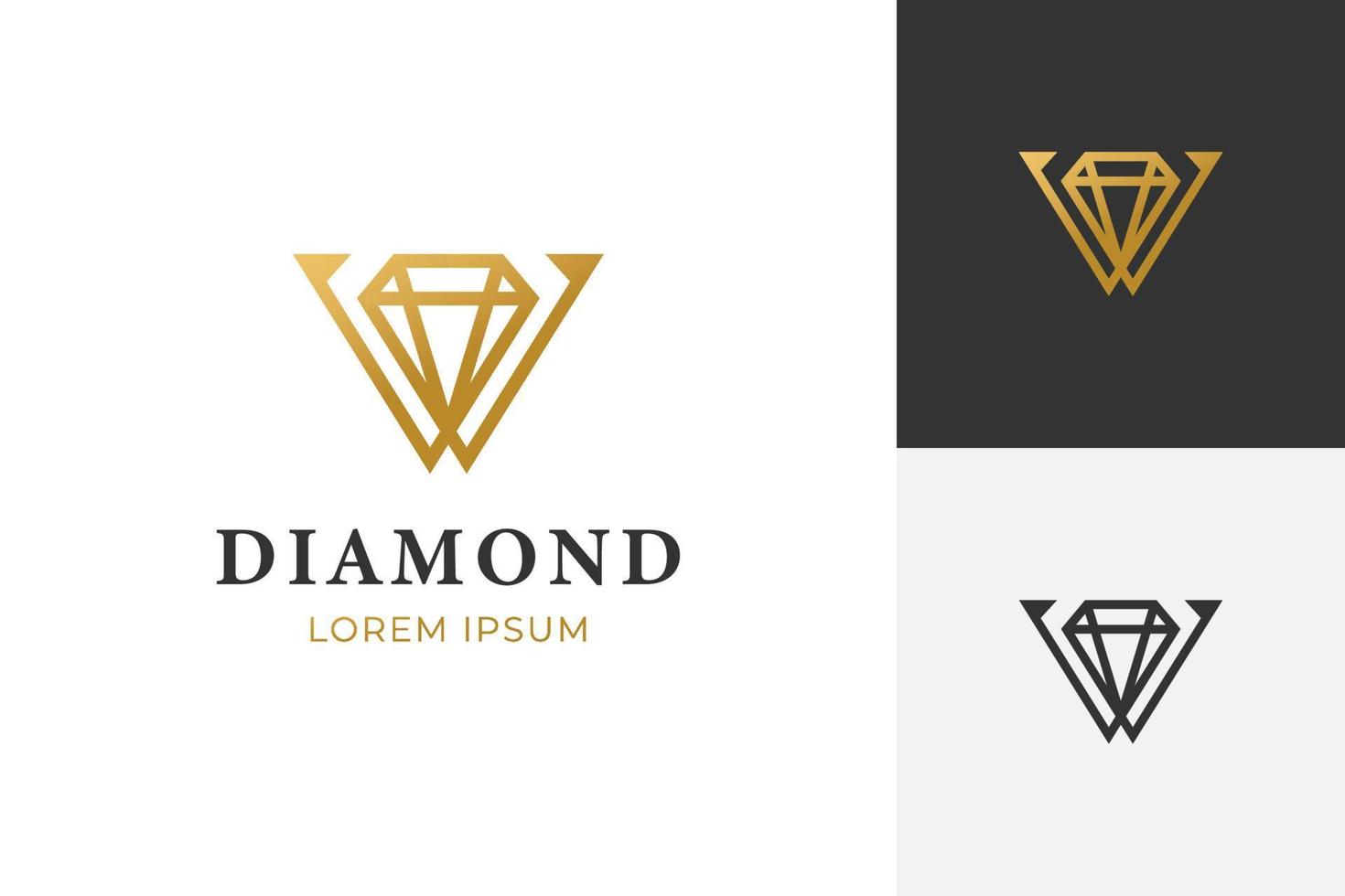 logotipo de geometría lineal del lujoso símbolo de icono de joyería de diamantes para su negocio vector