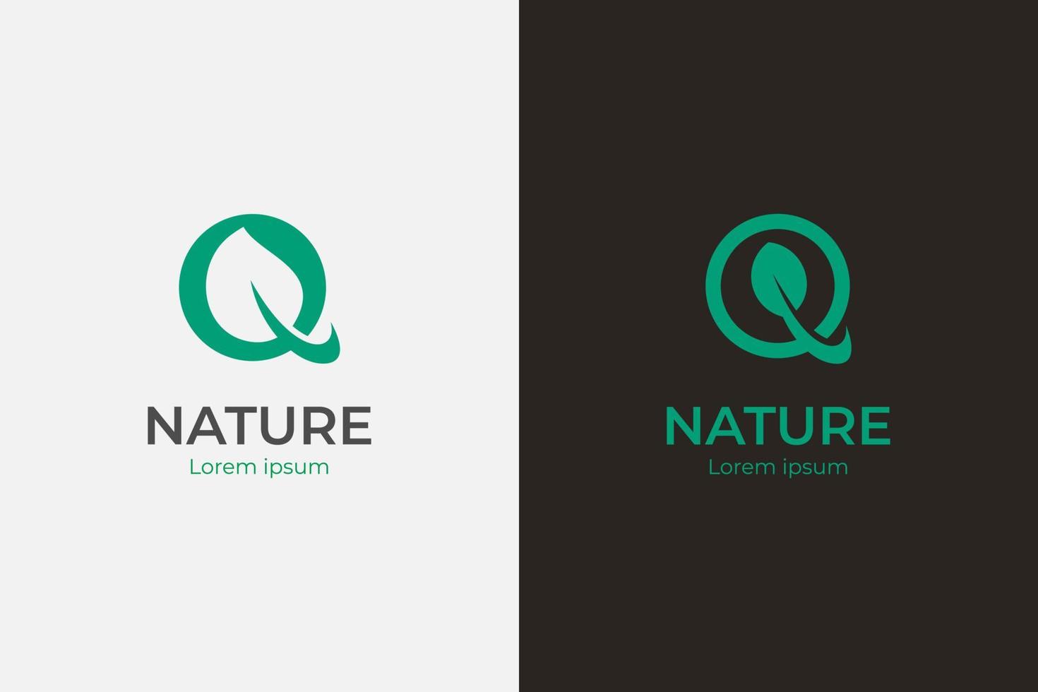 letra inicial q logotipo de marca natural con diseño de elemento de símbolo de icono de hoja vector