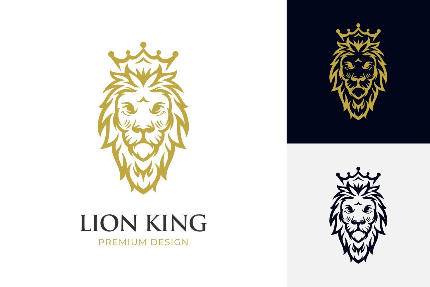 logotipo de la corona del león real, elegante símbolo de icono de la cresta del león dorado para el diseño de identidad de la marca king premium, ilustración de vector de identidad de la empresa de lujo