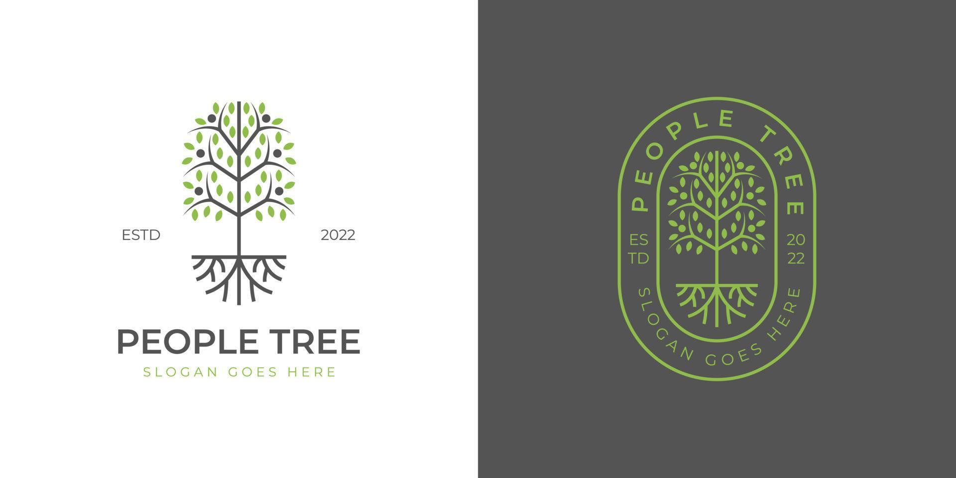 family People Tree Logo symbol, Human Tree Creative Concept Logo Design. vector illustration