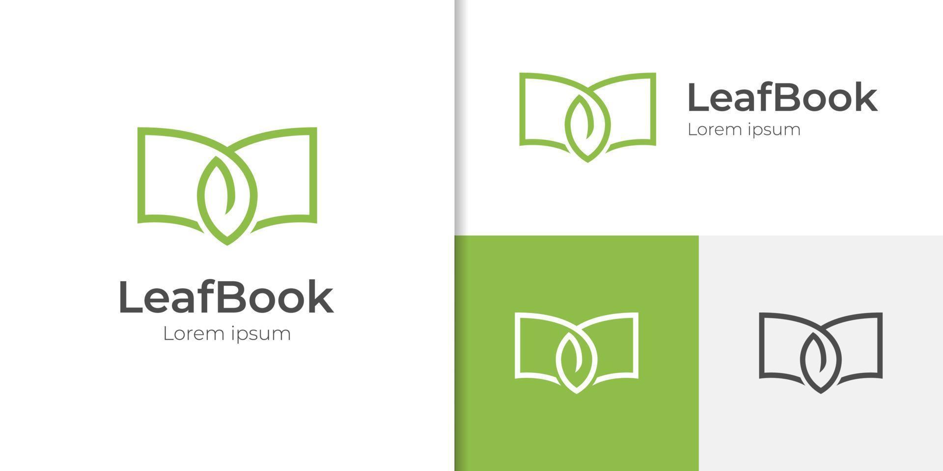 El diseño del icono del logotipo del libro de hoja vectorial se puede utilizar para estudiantes, educación, símbolo de vector de hoja de libro