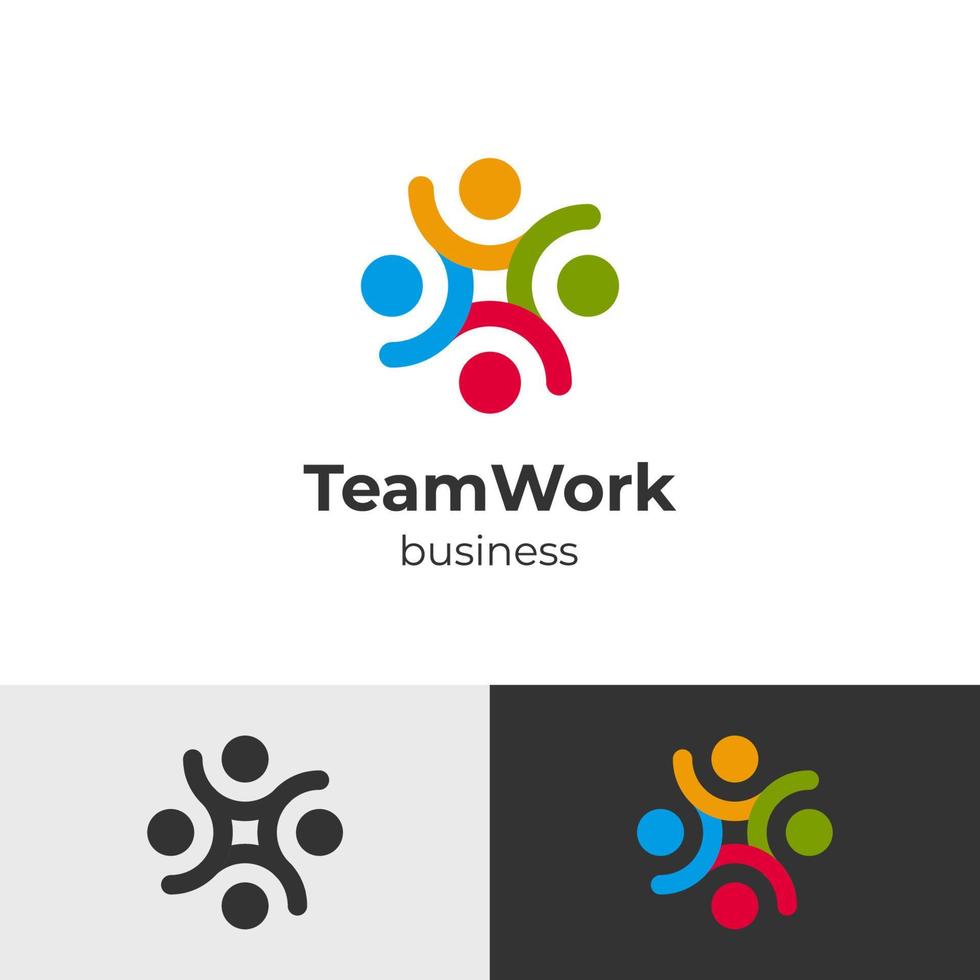 team work business abstract people colorful logo icon design, Family teamwork coworking emblem sign symbol vector