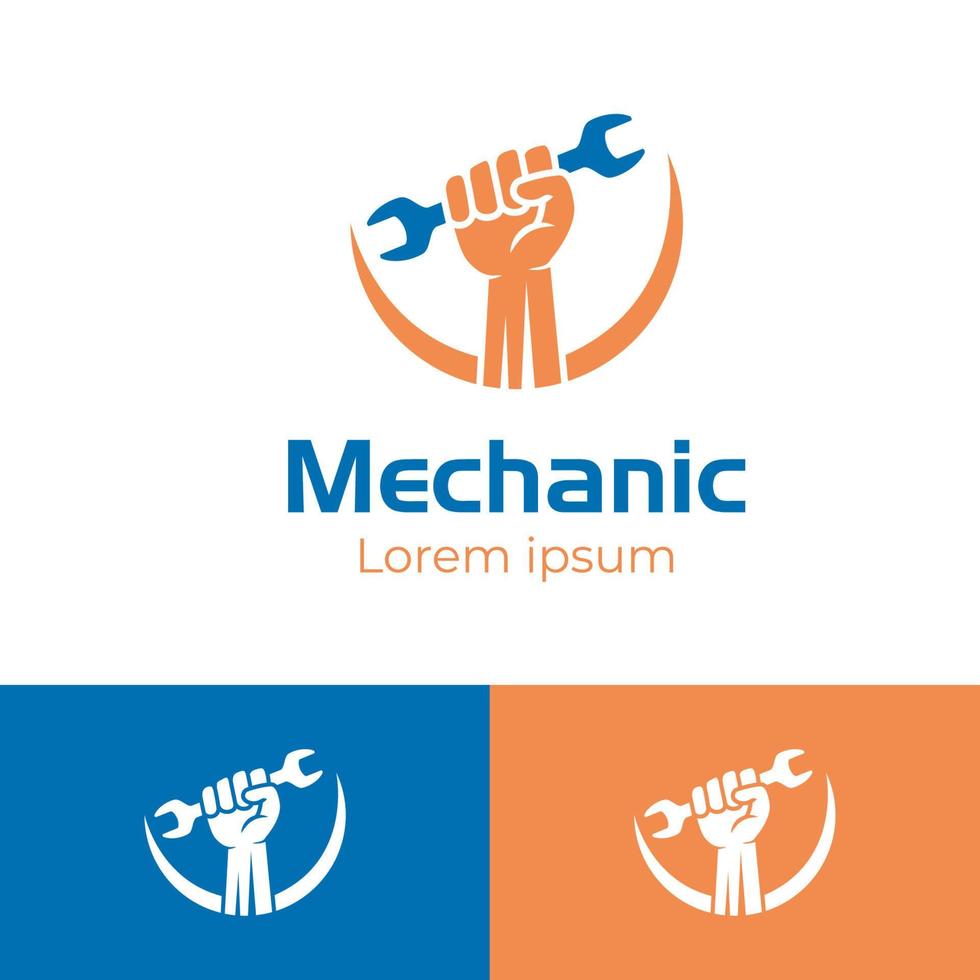 professional handy services logo icon design with hand holding wrench vector