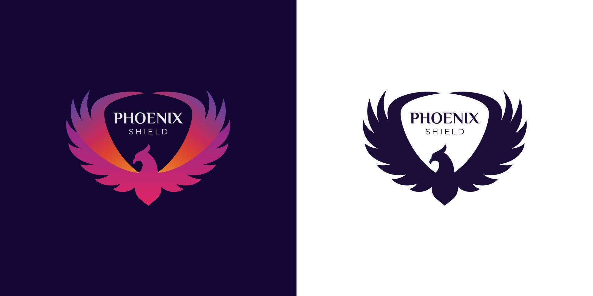 impresionante vuelo phoenix gradiente logo vector ilustración dos versiones