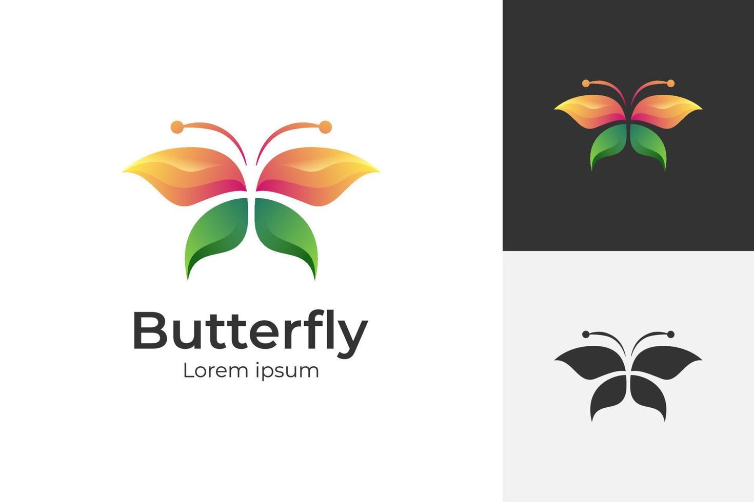 colorido abstracto mariposa belleza femenino logotipo icono símbolo vector ilustración