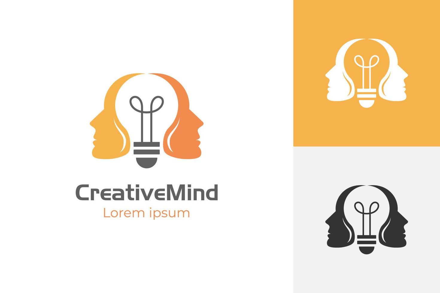 people head bulb lamp logo design vector creative idea smart logo icon symbol. vector illustration