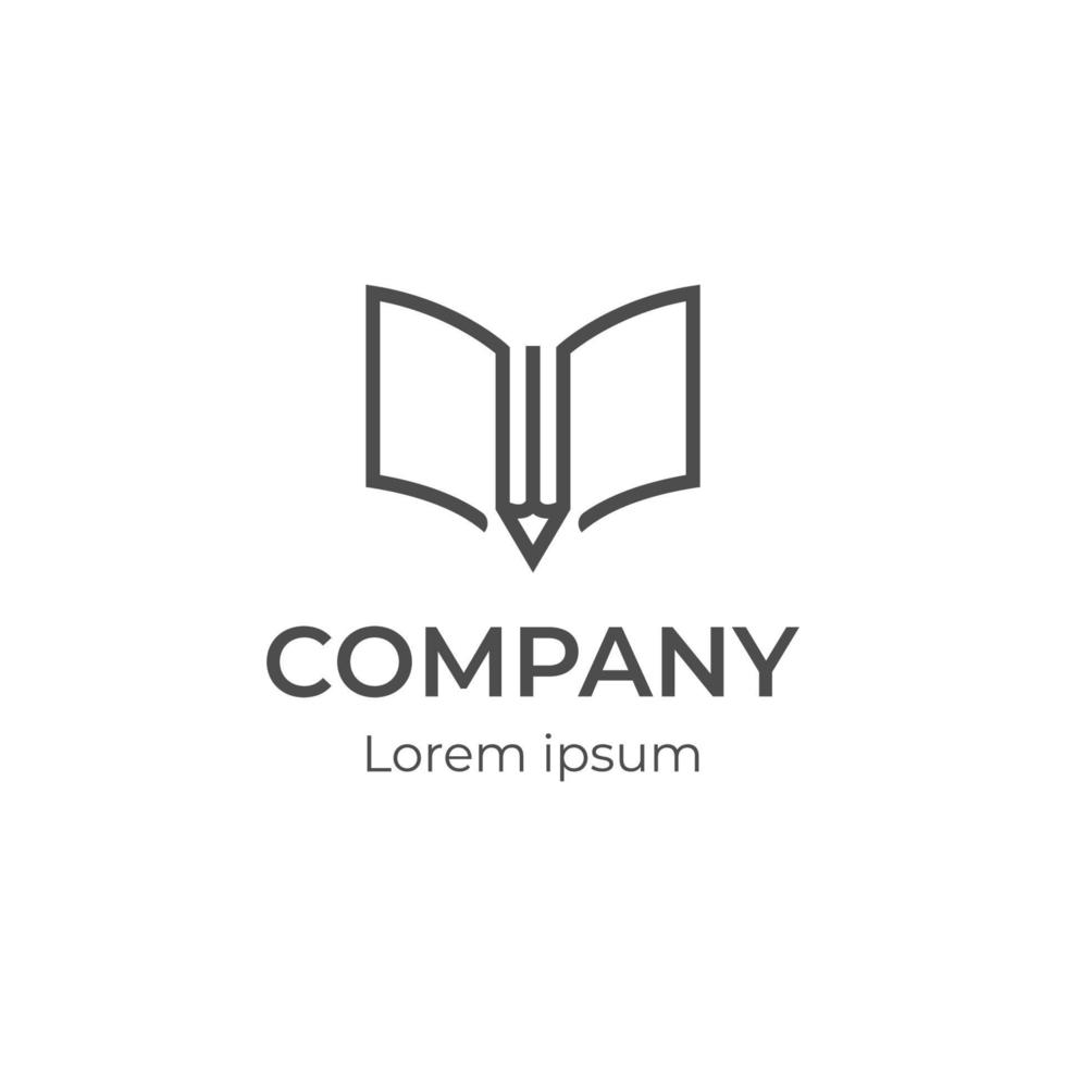 diseño de icono de logotipo de libro y lápiz vectorial para educación, escritor, símbolo de logotipo de estudiante vector