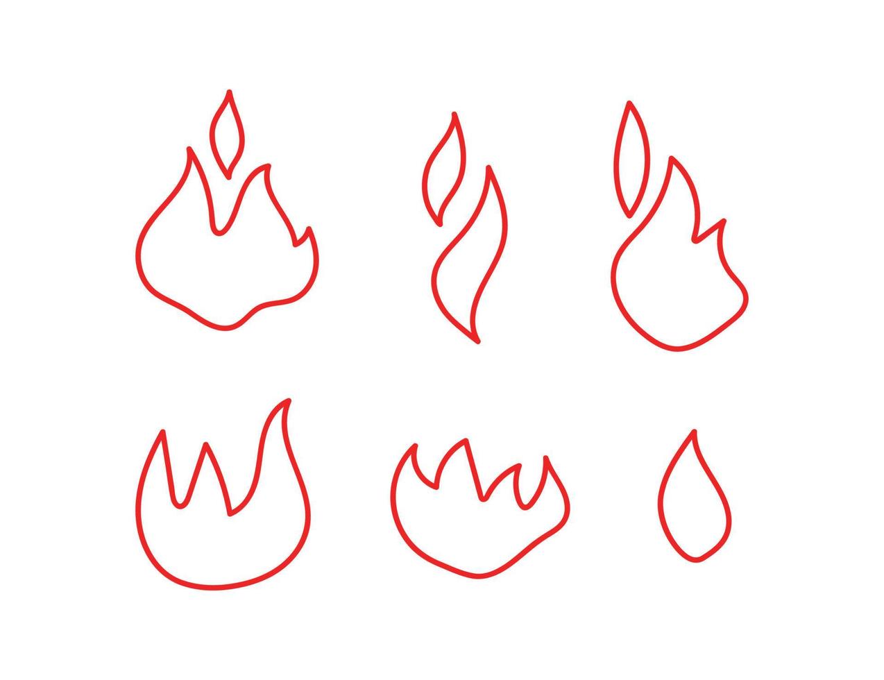 Outline fire symbol icons collection vector