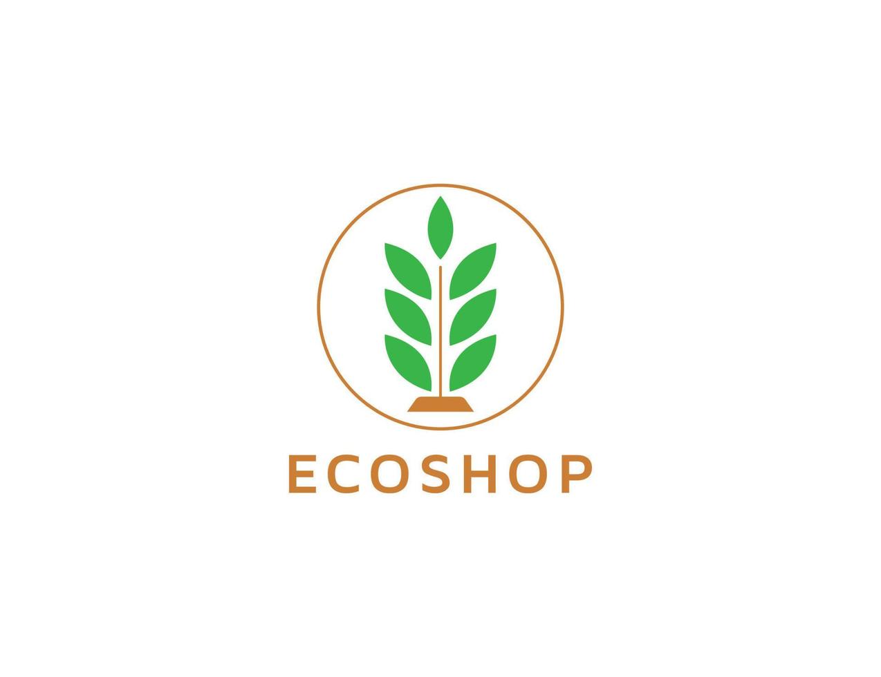 Eco shop logo with leaf illustration vector