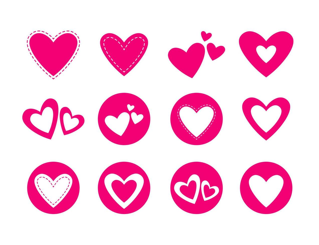 Set of heart icon symbol stickers template vector