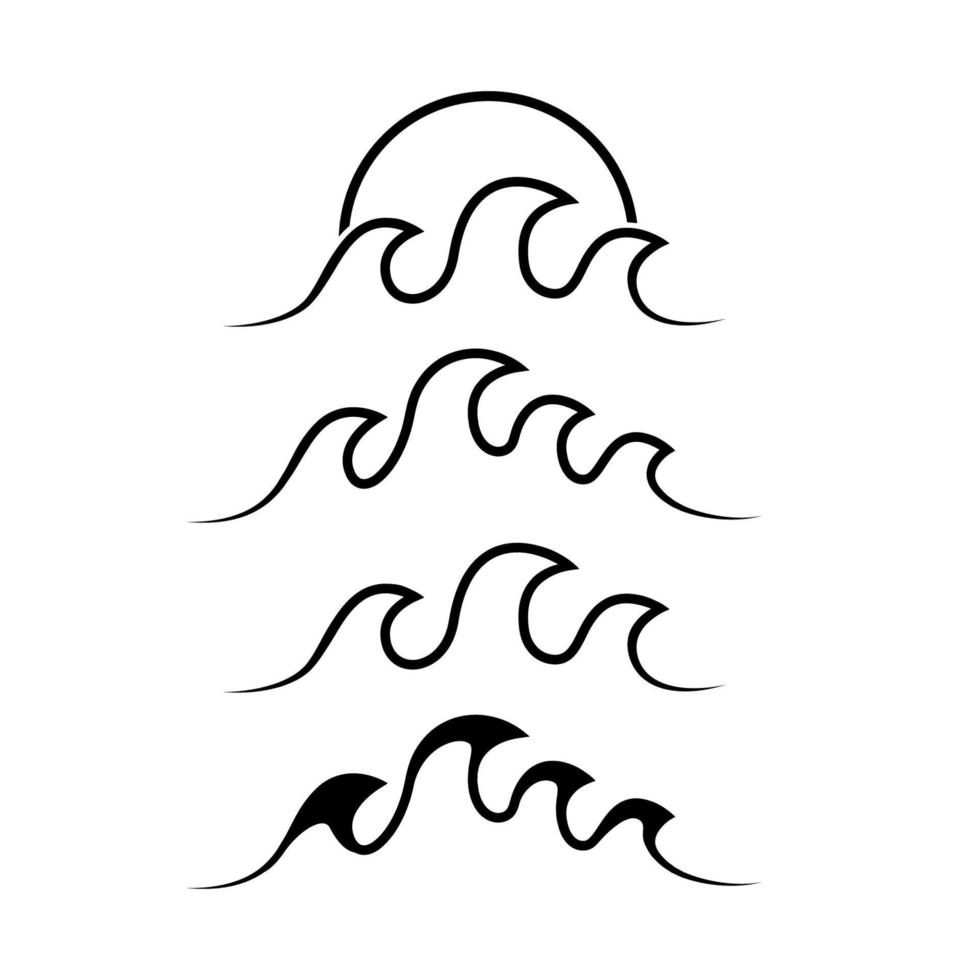 Set of ocean wave logo icon illustration vector