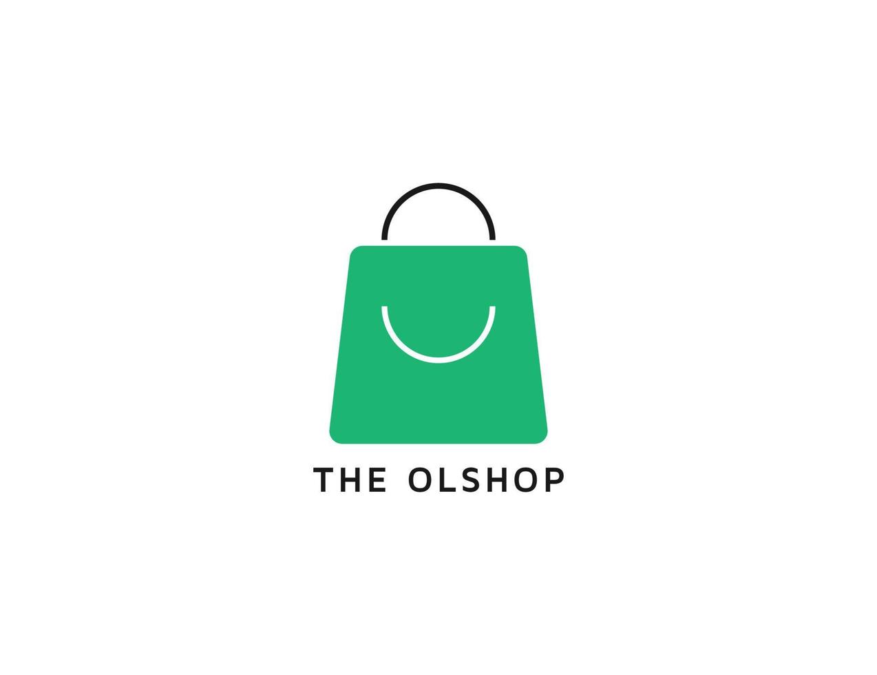 Online shop logo with shopping bag illustration vector