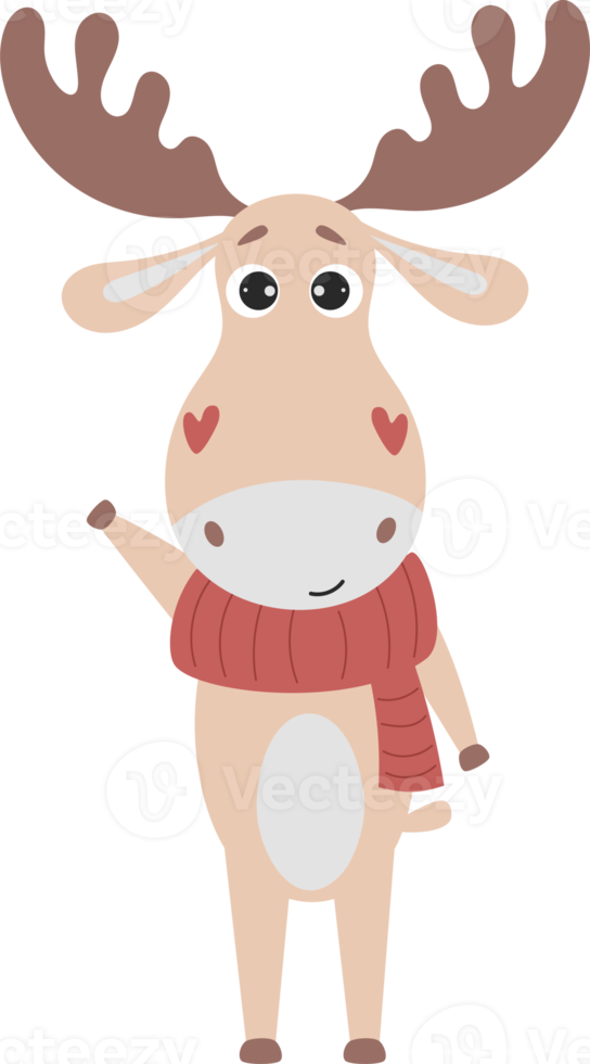 winter elk. Cute animal in a knitted scarf png
