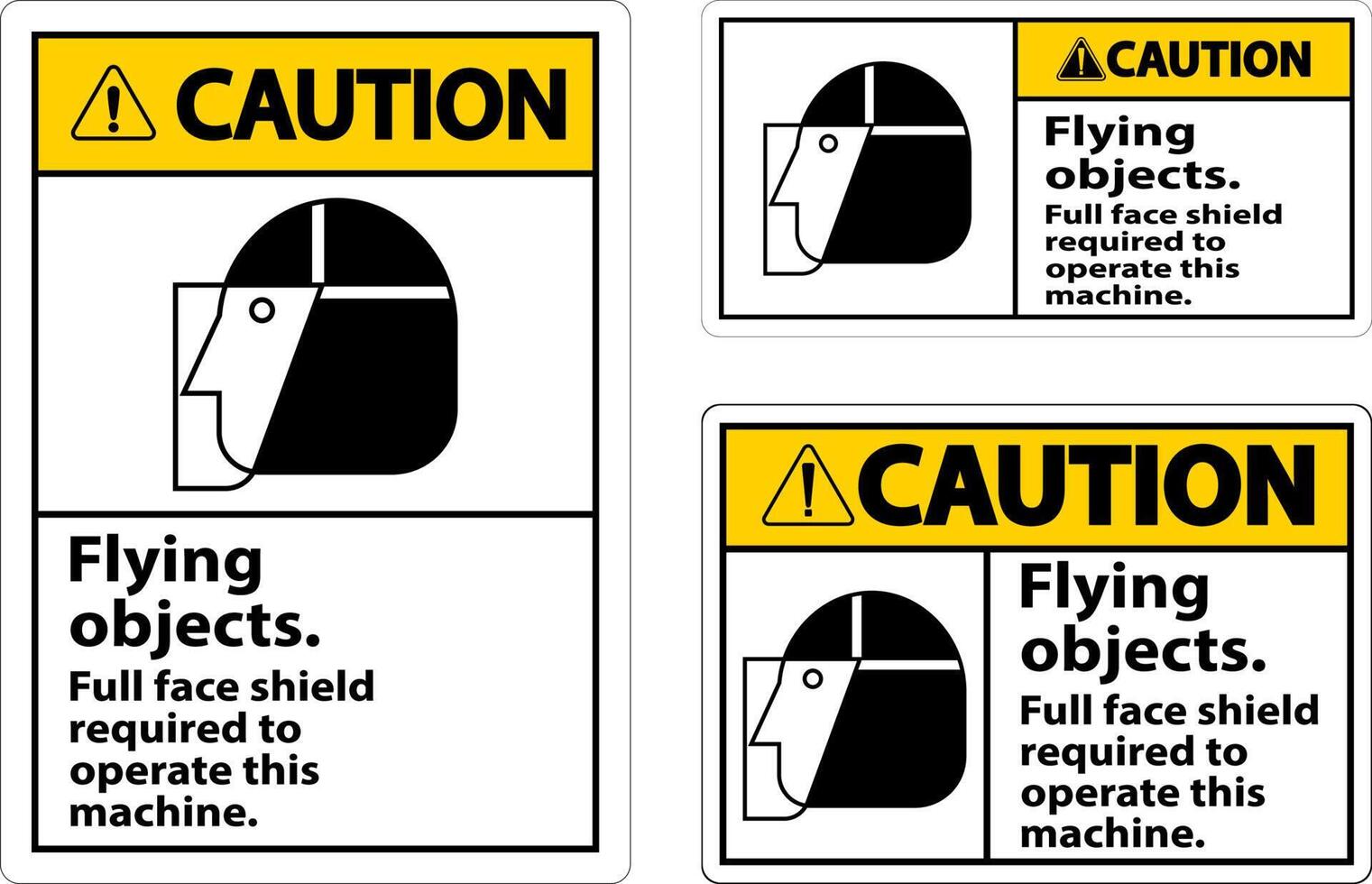 Caution Flying Object Face Shield Required Sign On White Background