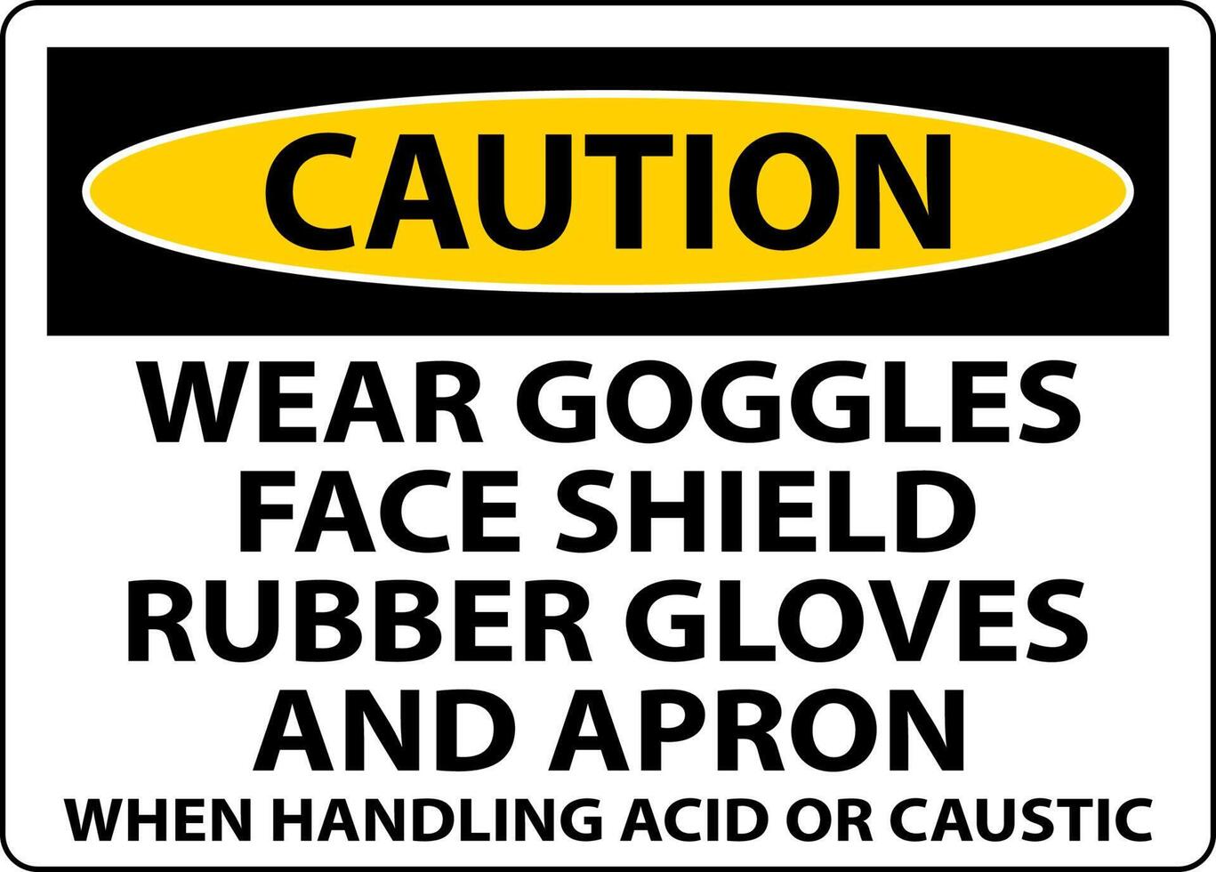 Caution Wear Goggles, Face Shield, Rubber Gloves, And Apron When