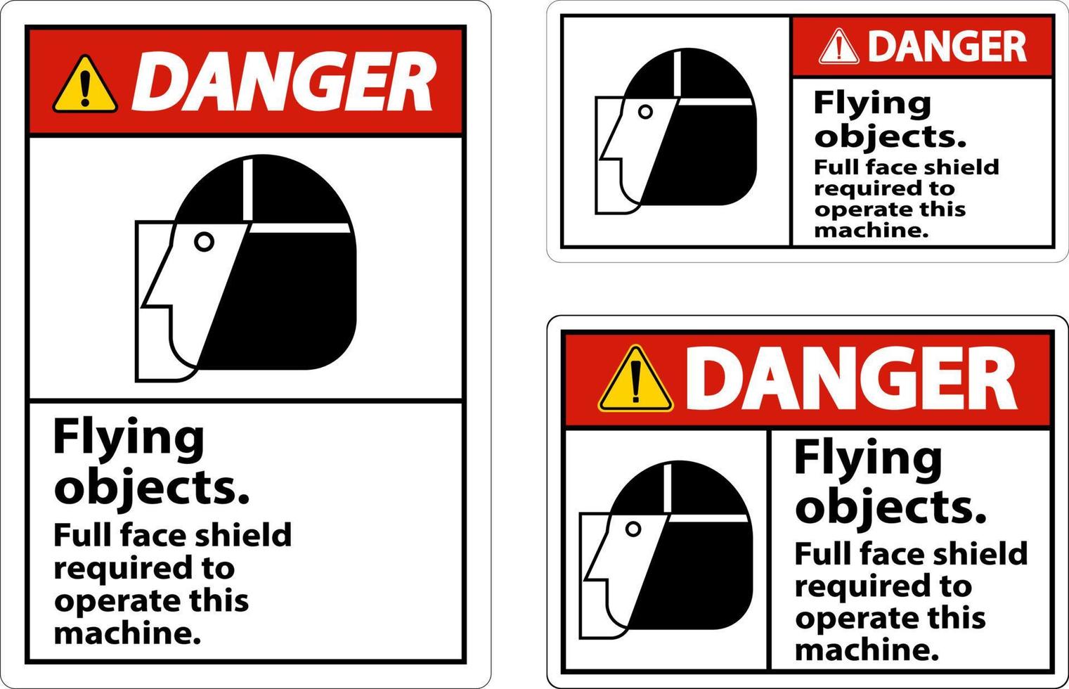 Danger Flying Object Face Shield Required Sign On White Background vector