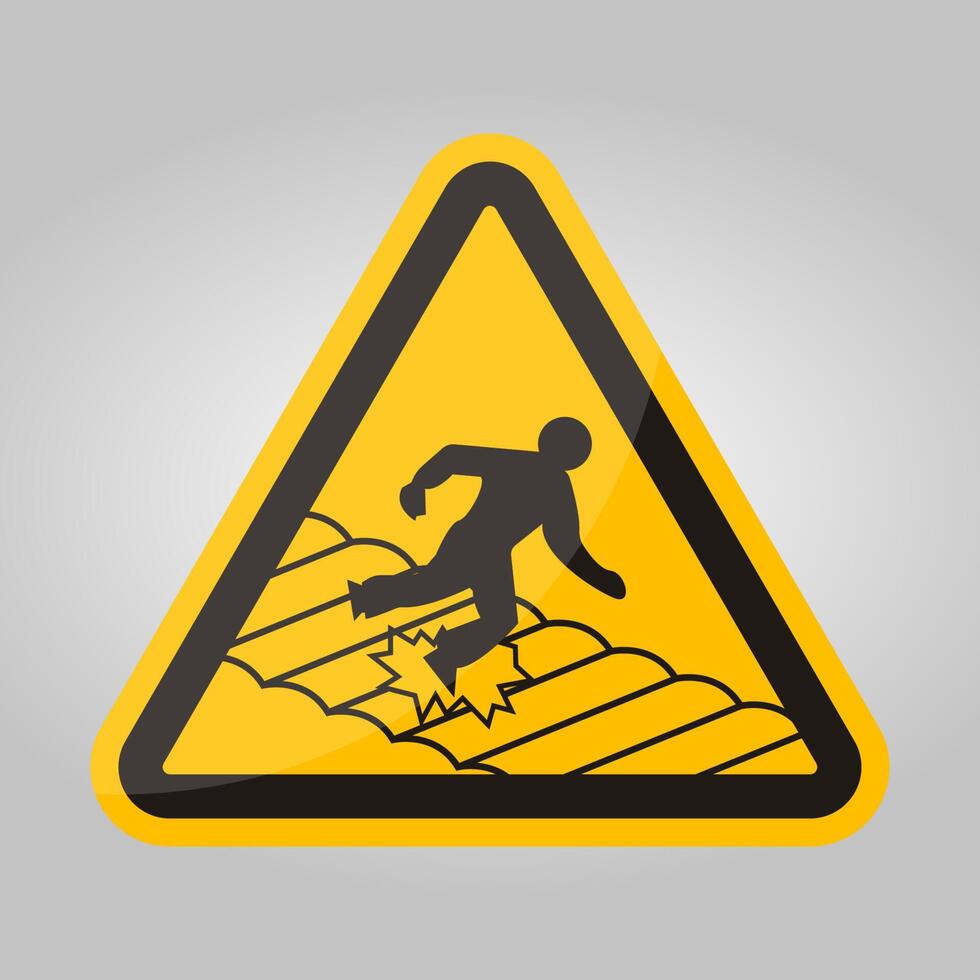 Warning Fragile Roof Sign On White Background vector