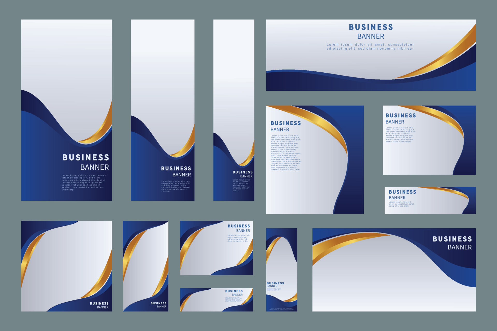 Collection of abstract banner design web templates, horizontal header ...