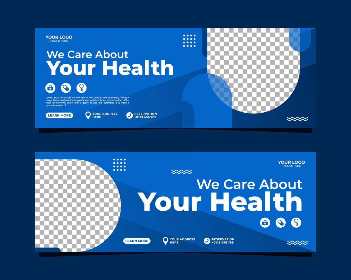 Health care horizontal banner template design vector