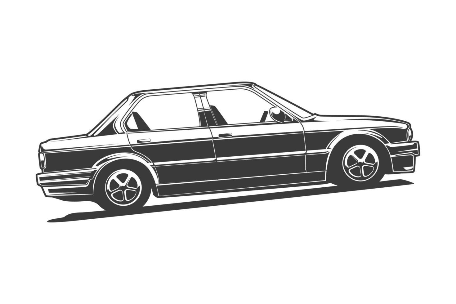 car vector, black and white vector