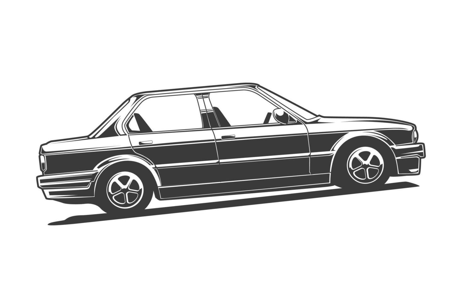 vector de coche, blanco y negro