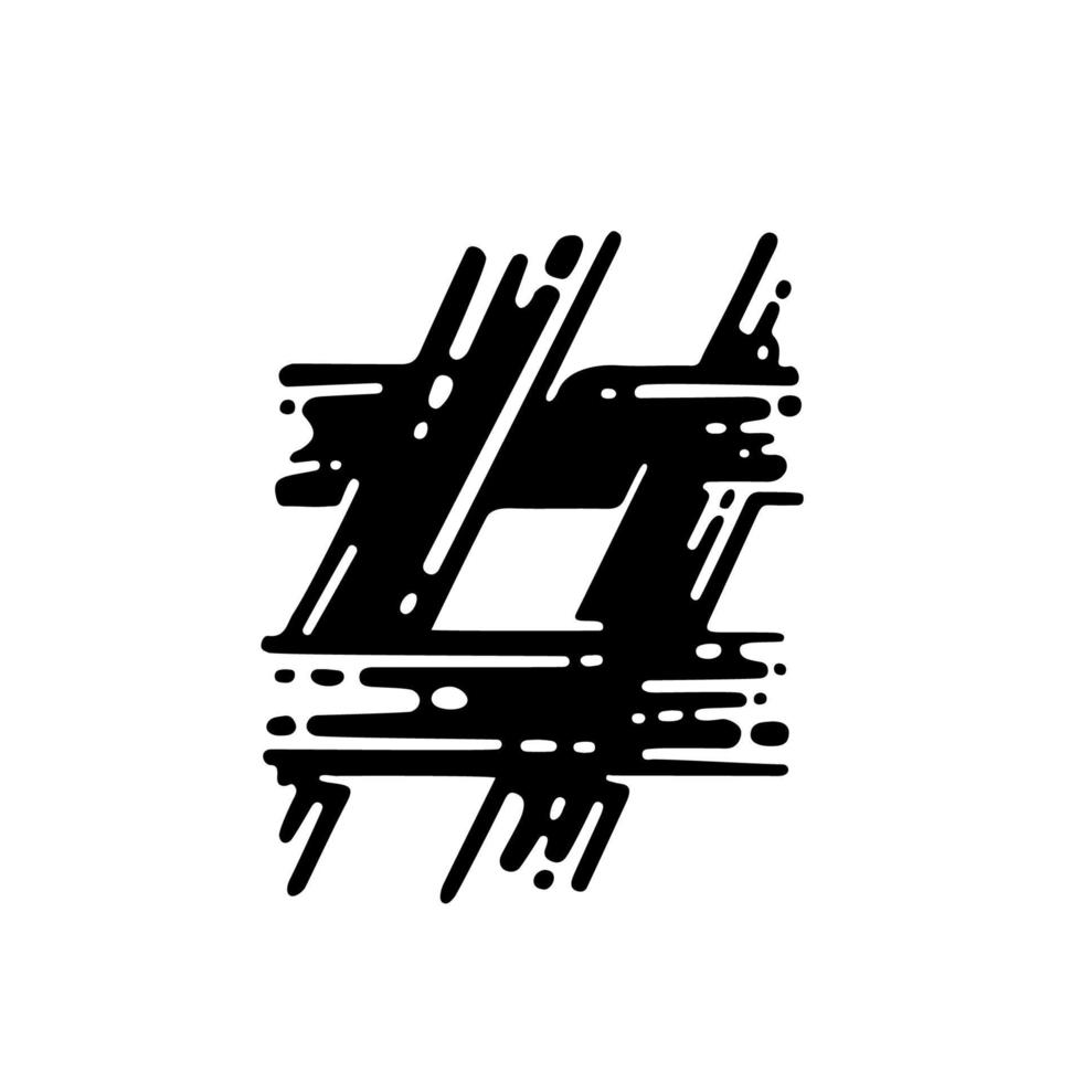 Hashtag sign. Dry Brush Lettering Imitation. Hash Tag Symbol vector