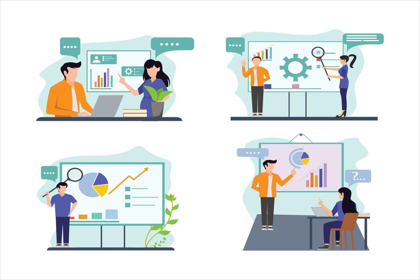 Business Flat Bundle Illustration Design vector
