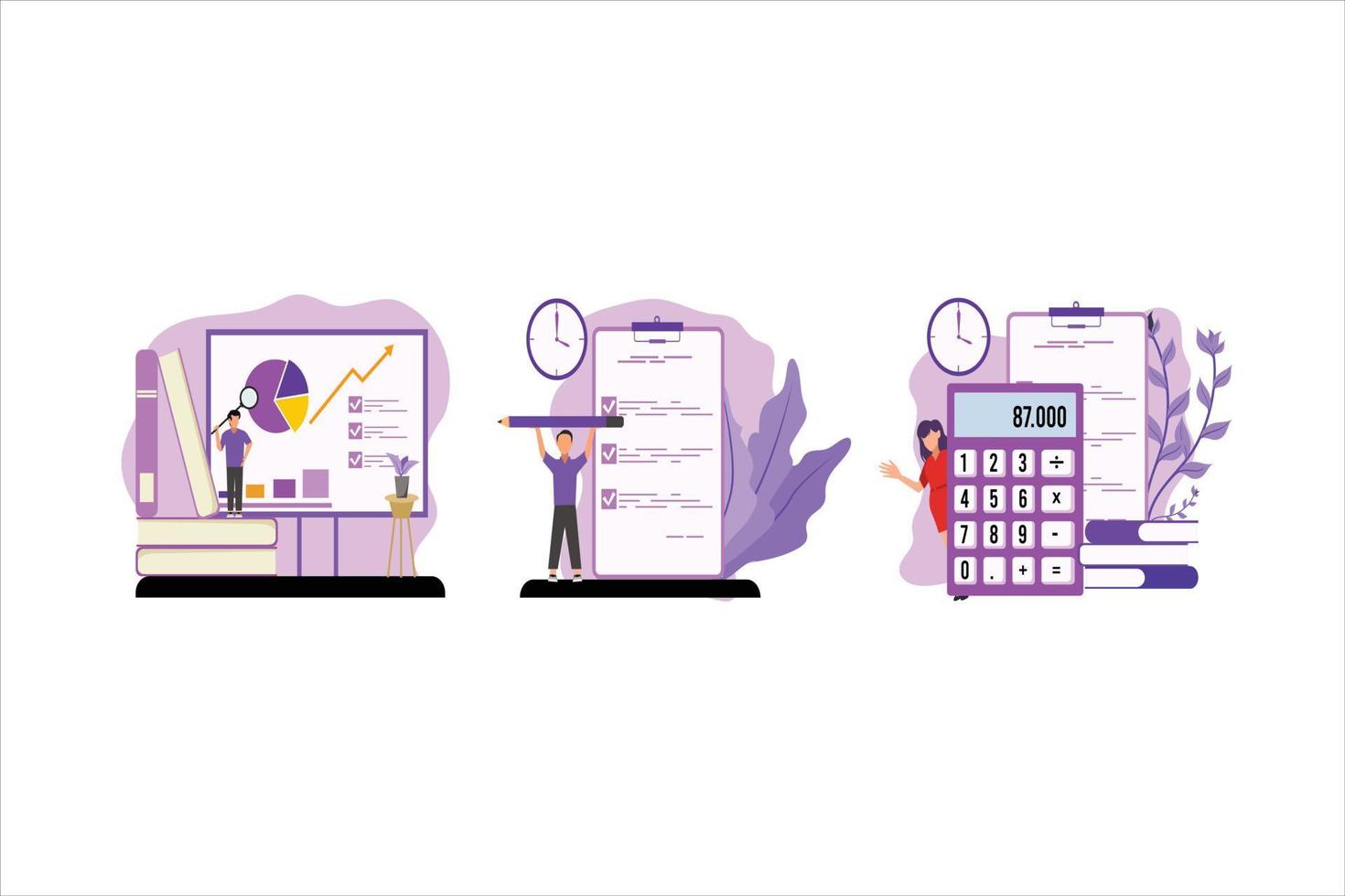 Financial Management Flat Bundle Design vector