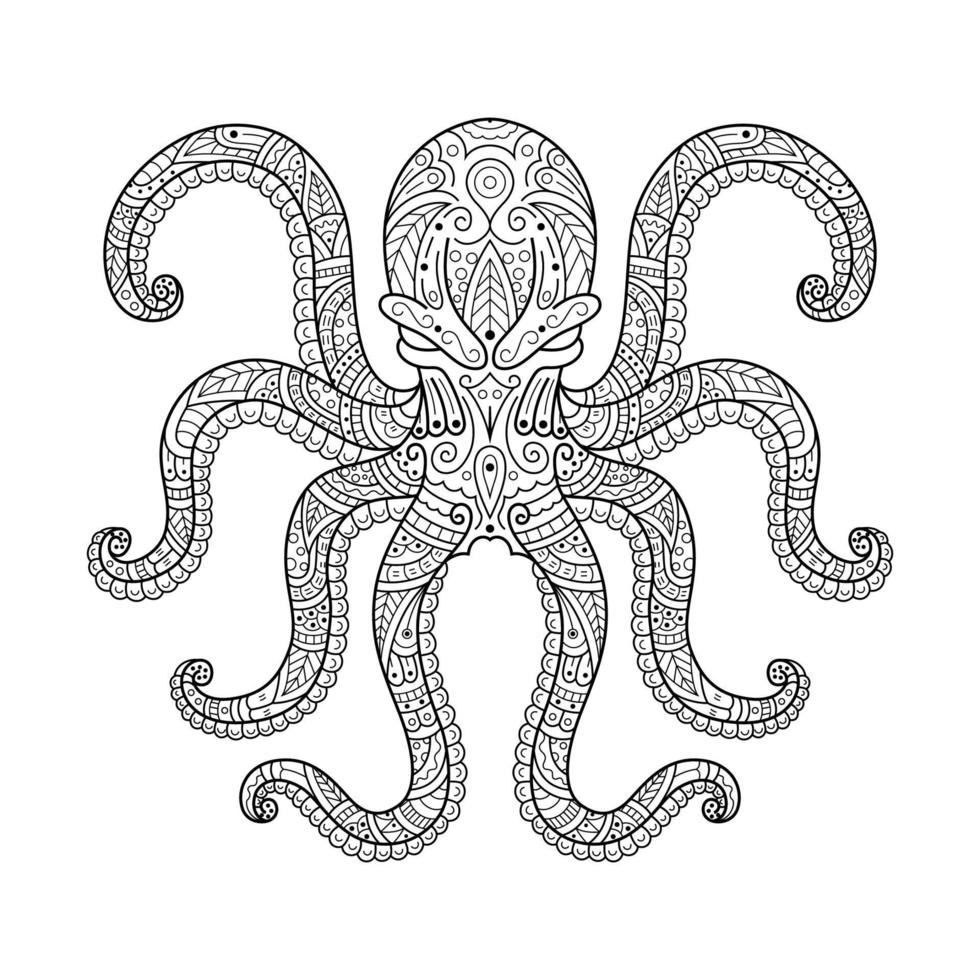 Kraken line art vector