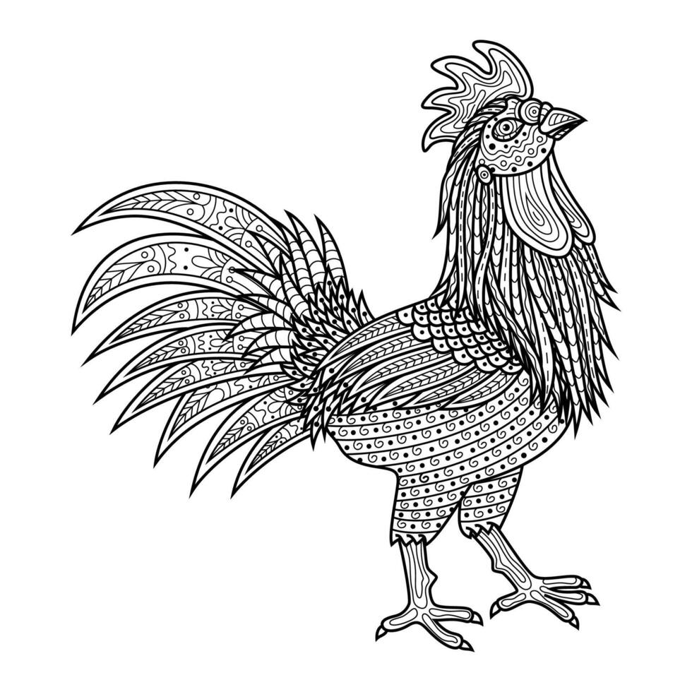 Rooster line art vector