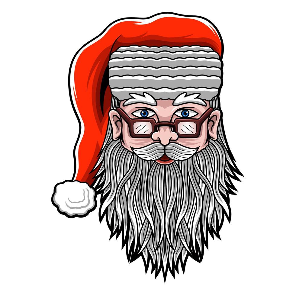 Santa head line art vector